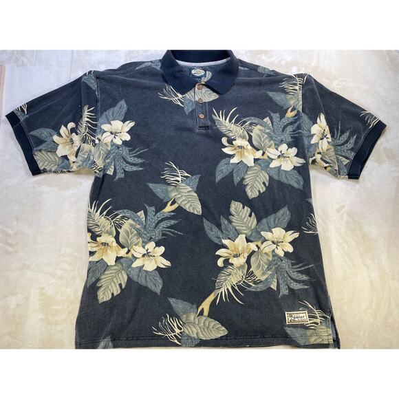 Vintage Men’s Tommy Bahama 100% Cotton Men’s Floral Polo Large - Picture 6 of 14
